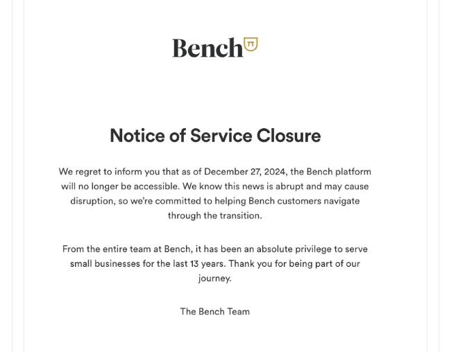 What Happened to Bench? Bench Shutting Down in December 2024